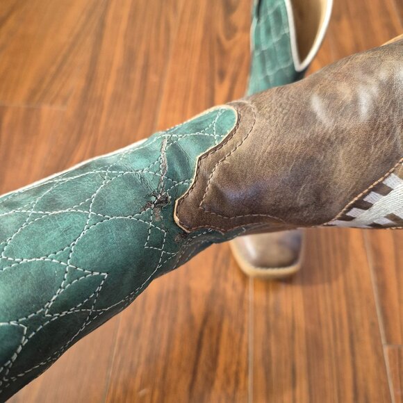 Youth Size 1 Genuine Leather Roper Cowboy Boots - Picture 5 of 6